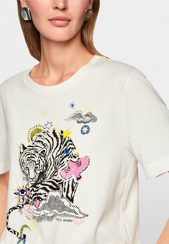 T-SHIRT Z APLIKACJAMI BIAŁY
