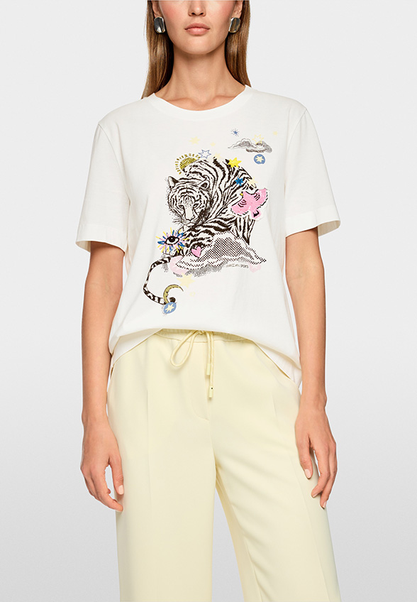 T-SHIRT Z APLIKACJAMI BIAŁY