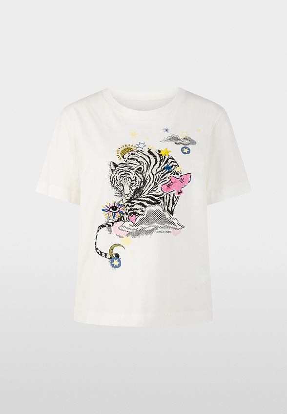 T-SHIRT Z APLIKACJAMI BIAŁY