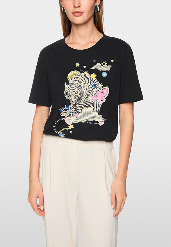 T-SHIRT Z APLIKACJAMI CZARNY