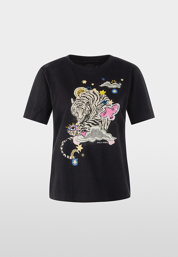 T-SHIRT Z APLIKACJAMI CZARNY