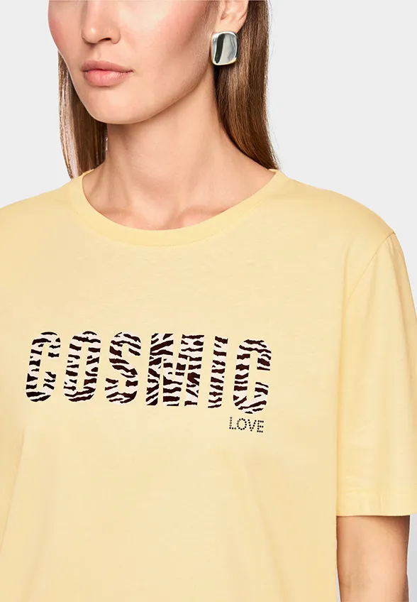 T-SHIRT Z NADRUKIEM BANANOWY ŻÓŁTY