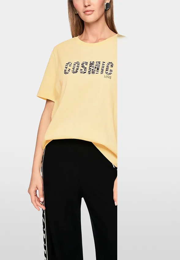 T-SHIRT Z NADRUKIEM BANANOWY ŻÓŁTY
