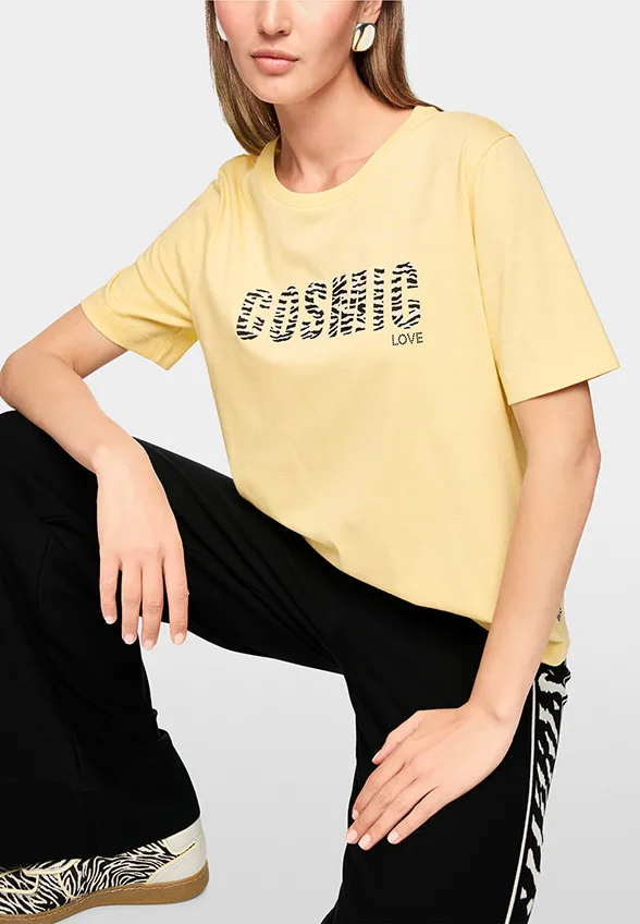 T-SHIRT Z NADRUKIEM BANANOWY ŻÓŁTY