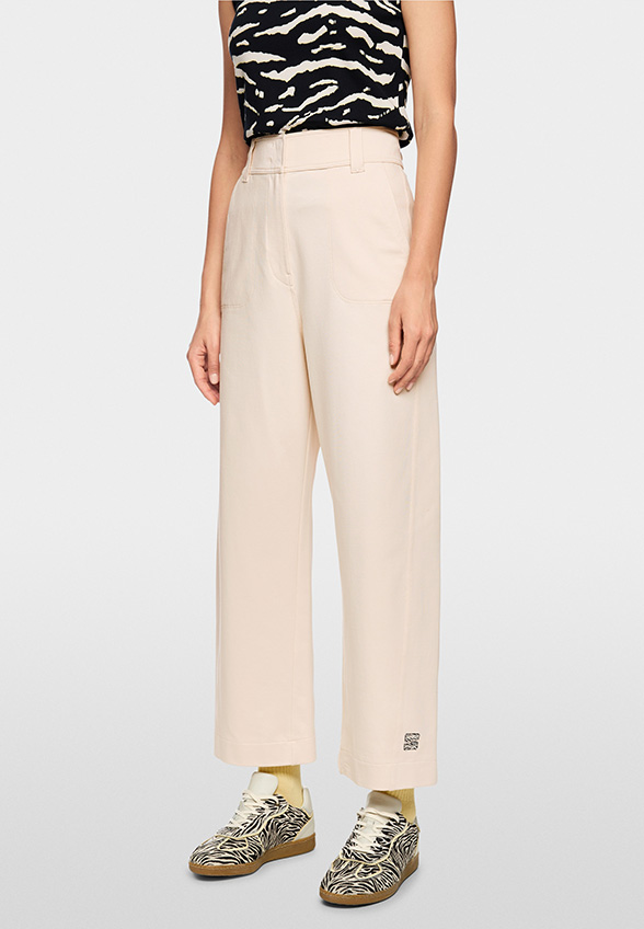 SPODNIE WOKHA WIDE-FIT HIGH KREMOWE