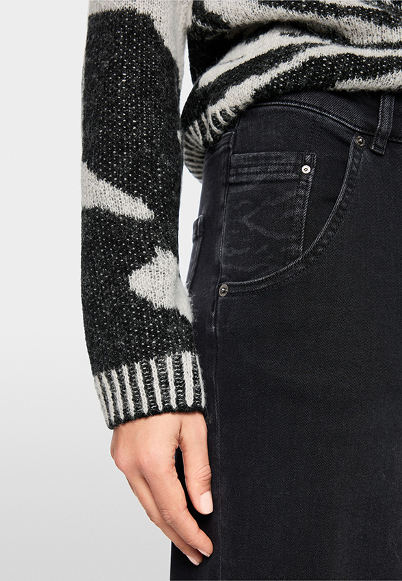SPODNIE JEANSOWE WARRI WIDE-FIT HIGH CZARNE