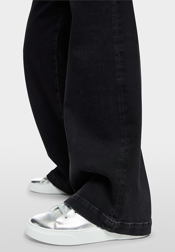 SPODNIE JEANSOWE WARRI WIDE-FIT HIGH CZARNE