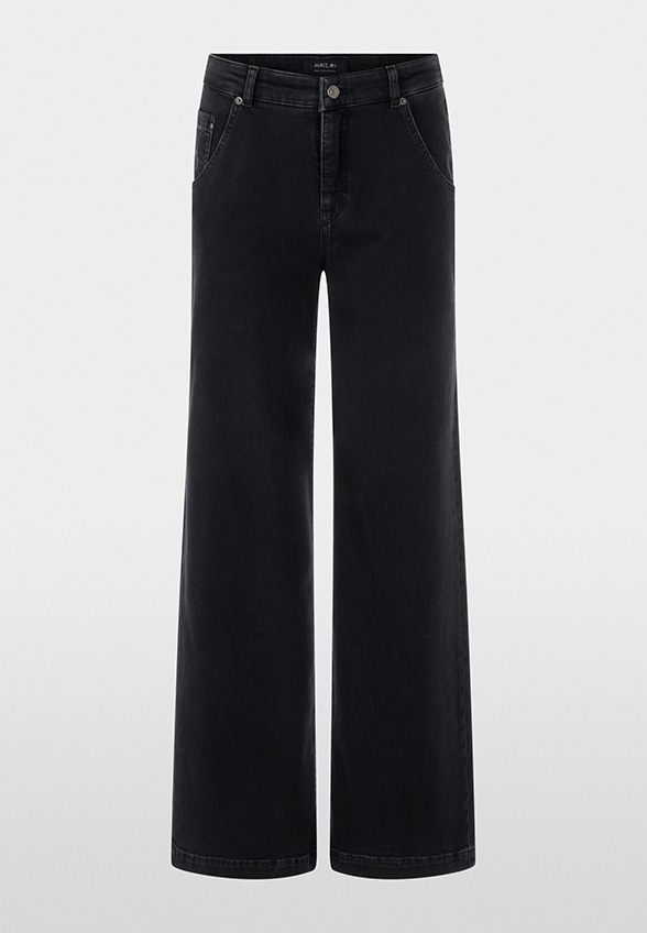 SPODNIE JEANSOWE WARRI WIDE-FIT HIGH CZARNE
