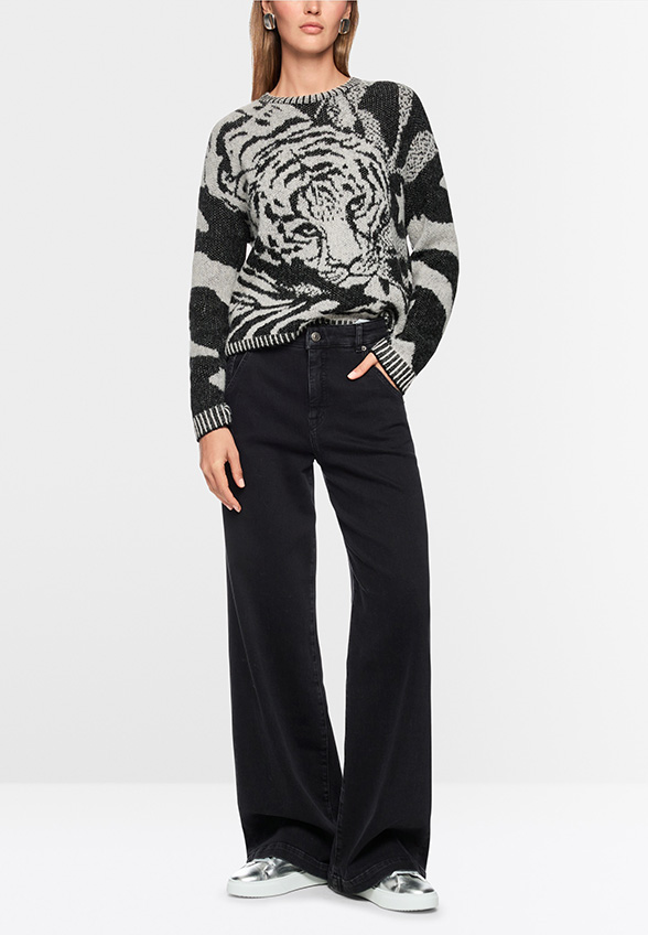 SPODNIE JEANSOWE WARRI WIDE-FIT HIGH CZARNE