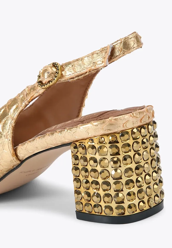 CZÓŁENKA CHELSEA BLOCK SLINGBACK ZŁOTE