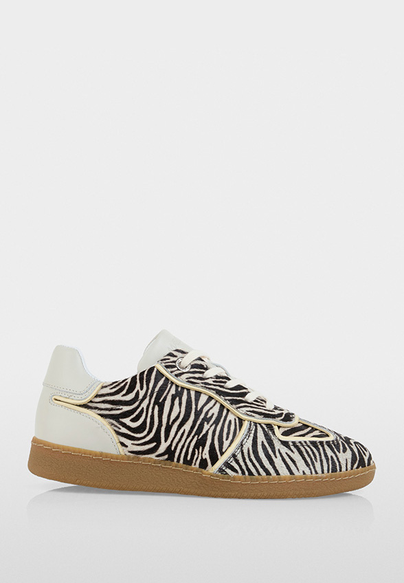 SNEAKERSY Z NADRUKIEM KREMOWO-CZARNE