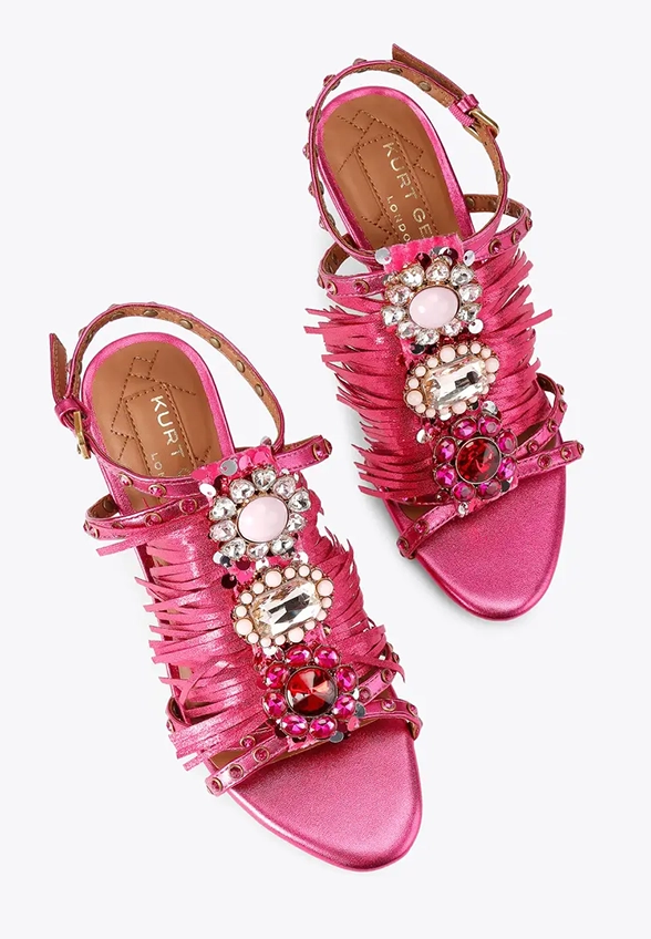 SZPILKI JEWEL FRINGE SANDAL FUKSJOWE
