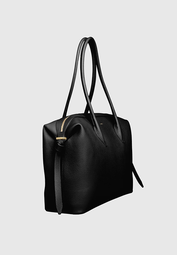TORBA LARGE BRIOCHE DUFFLE Z ZIARNISTEJ SKÓRY CZARNA