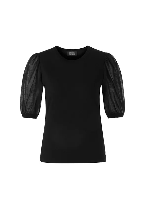 SWETER Z PÓŁRĘKAWAMI CZARNY