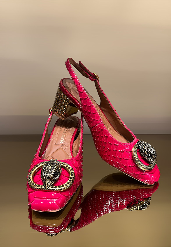 CZÓŁENKA CHELSEA BLOCK SLINGBACK FUKSJOWE