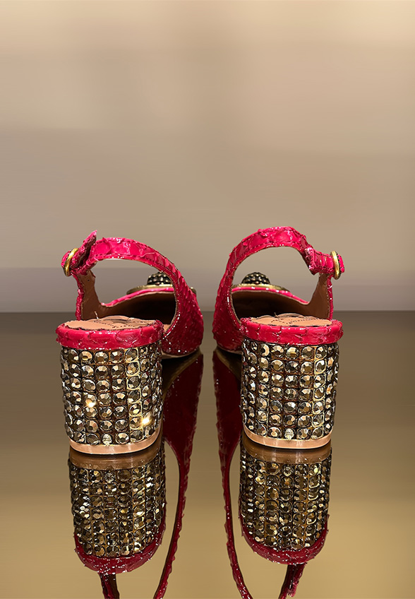 CZÓŁENKA CHELSEA BLOCK SLINGBACK FUKSJOWE