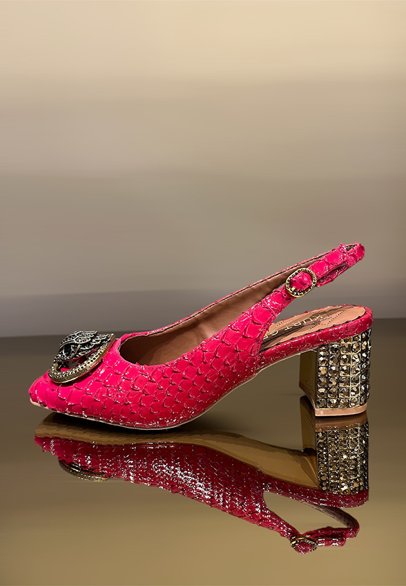 CZÓŁENKA CHELSEA BLOCK SLINGBACK FUKSJOWE