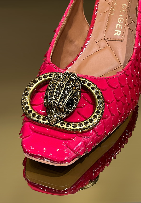 CZÓŁENKA CHELSEA BLOCK SLINGBACK FUKSJOWE