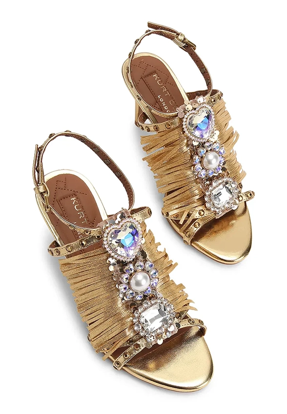 SZPILKI JEWEL FRINGE SANDAL ZŁOTE