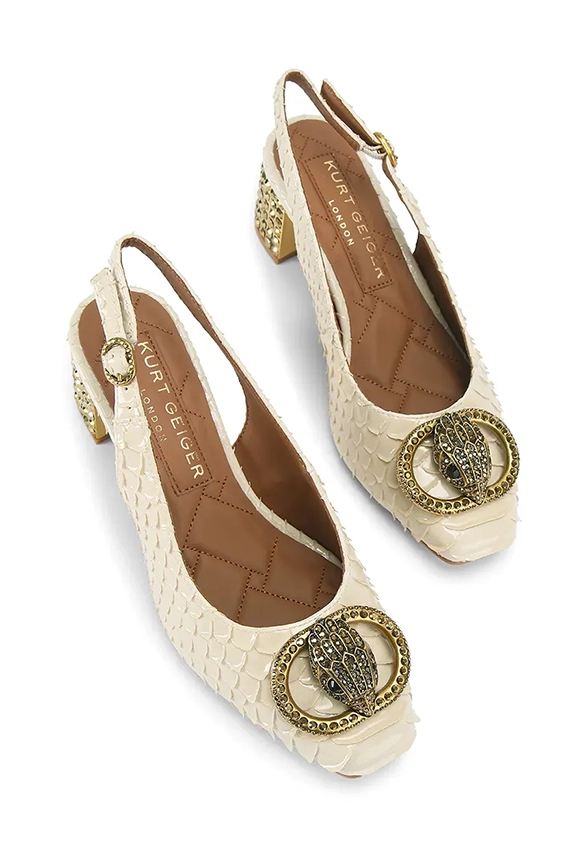 BUTY CHELSEA BLOK SLINGBACK KREMOWE