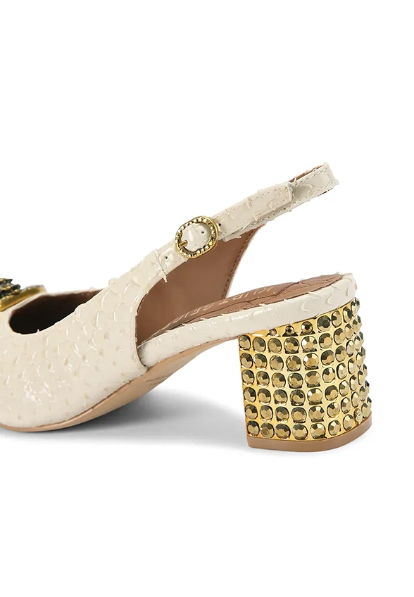 BUTY CHELSEA BLOK SLINGBACK KREMOWE