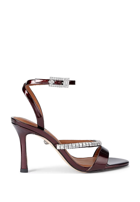 SANDAŁY CRYSTAL STRAP CIEMNE BORDO