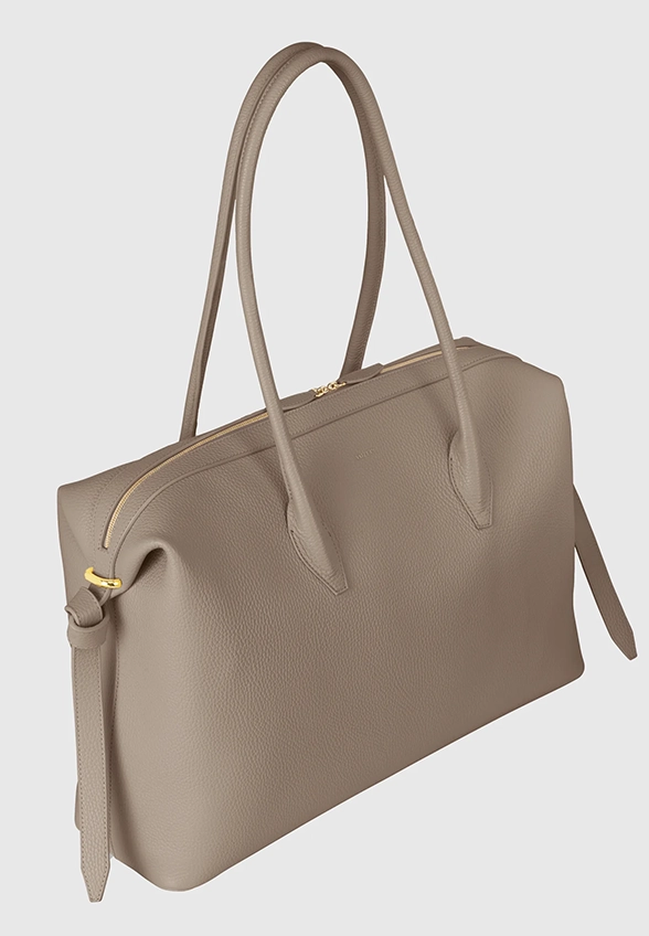 TORBA LARGE BRIOCHE DUFFLE Z ZIARNISTEJ SKÓRY TAUPE