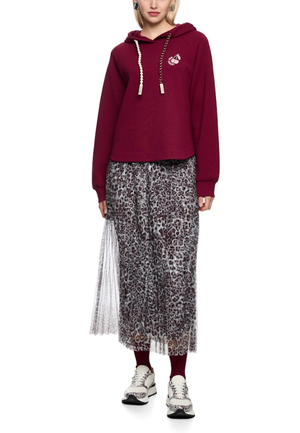 BLUZA Z NADRUKIEM BURGUNDOWA