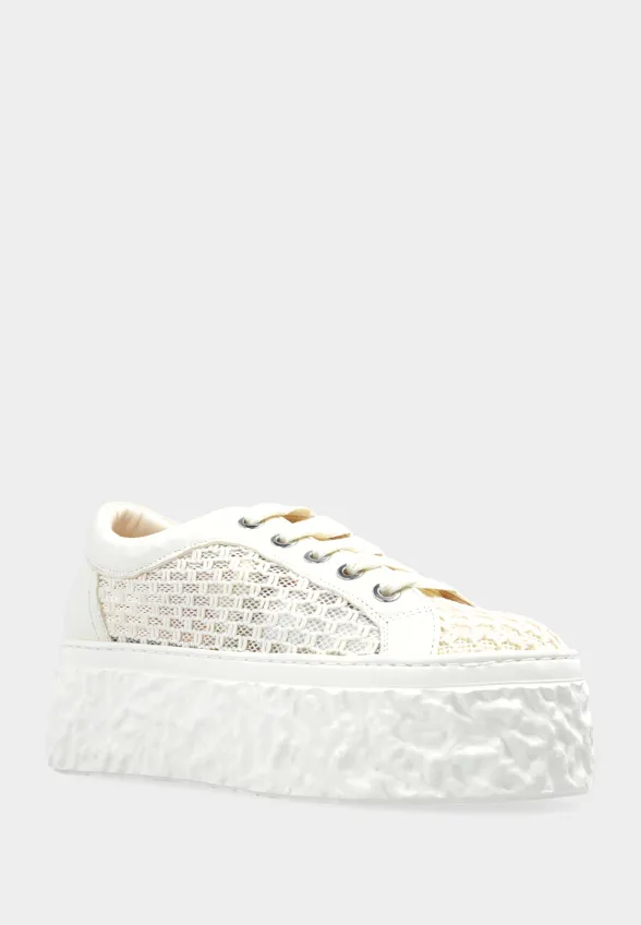 SNEAKERSY SKÓRZANE MAGMA MESH KREMOWE