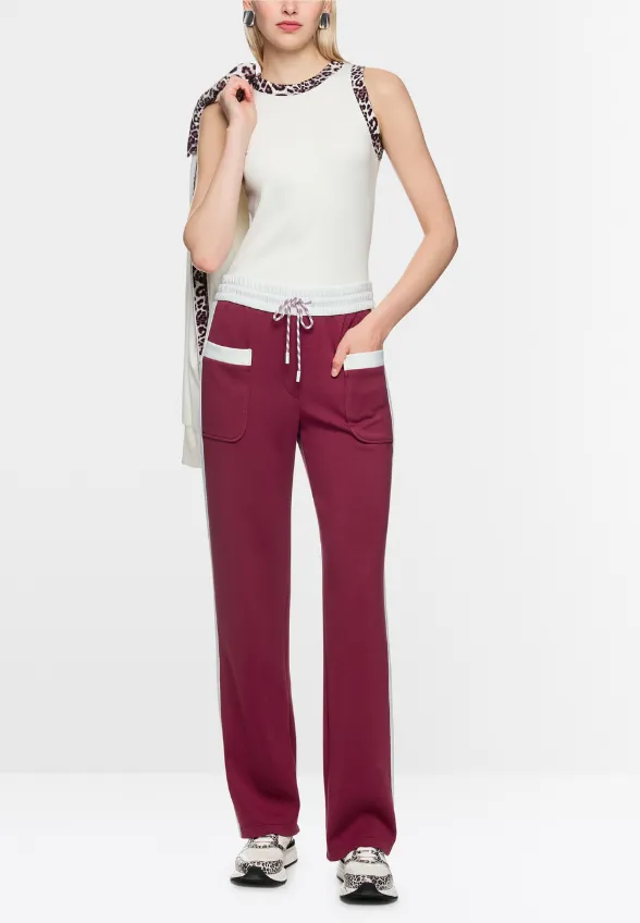SPODNIE WASHINGTON WIDE-FIT HIGH BURGUNDOWE
