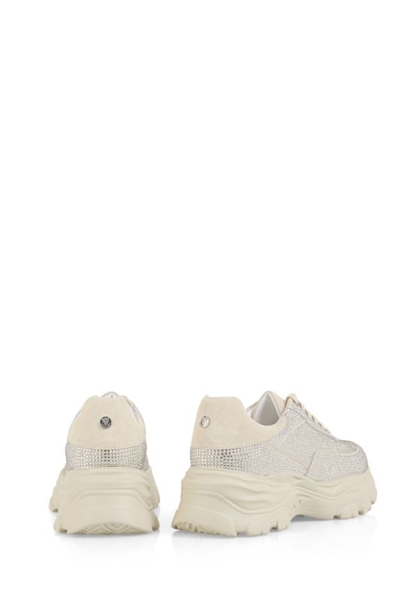 SNEAKERSY SKÓRZANE Z KRYSZTAŁKAMI KREMOWE
