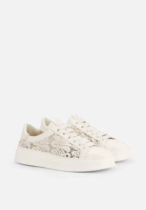 SNEAKERSY GIULY FABRIC ZE SKÓRY JAFNIĘCEJ KREMOWE