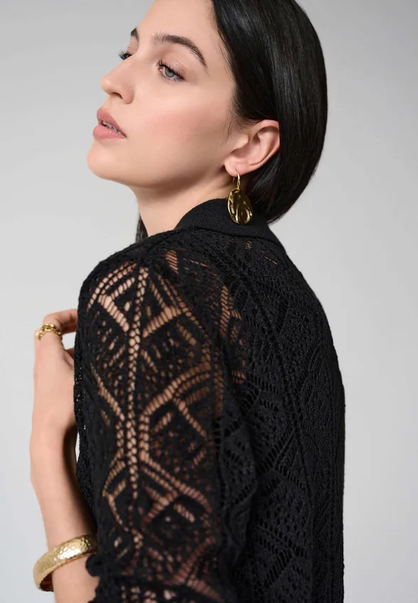 SWETER Z OTWARTYM ŚCIEGIEM CZARNY