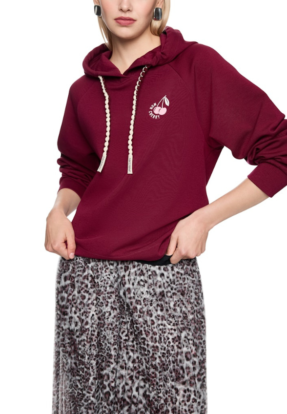 BLUZA Z NADRUKIEM BURGUNDOWA