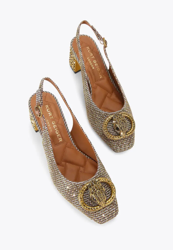 CZÓŁENKA CHELSEA BLOCK SLINGBACK BEŻOWO-ZŁOTE
