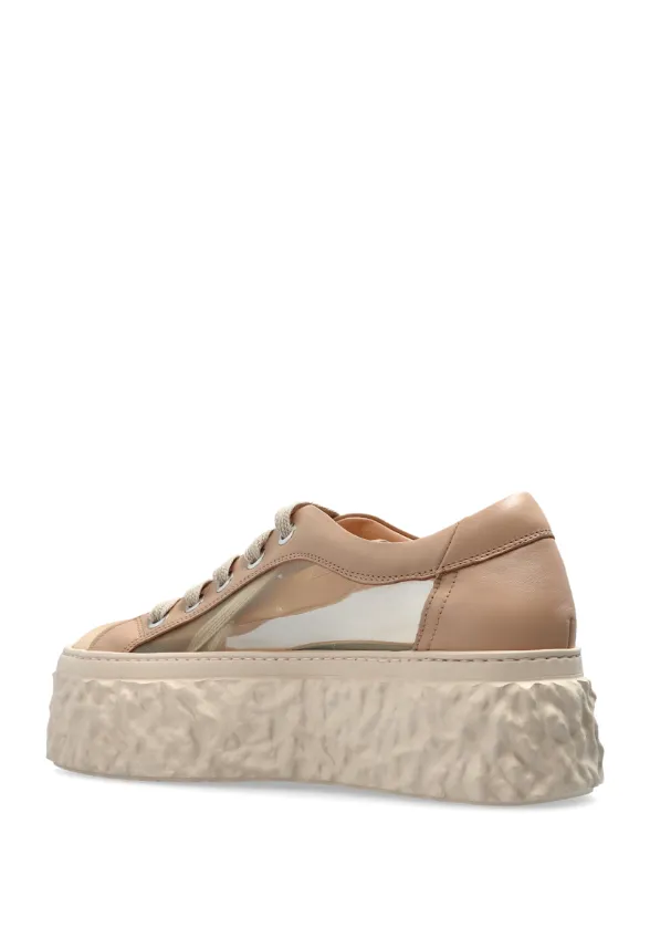 SNEAKERSY SKÓRZANE MAGMA MESH JASNY BRĄZ