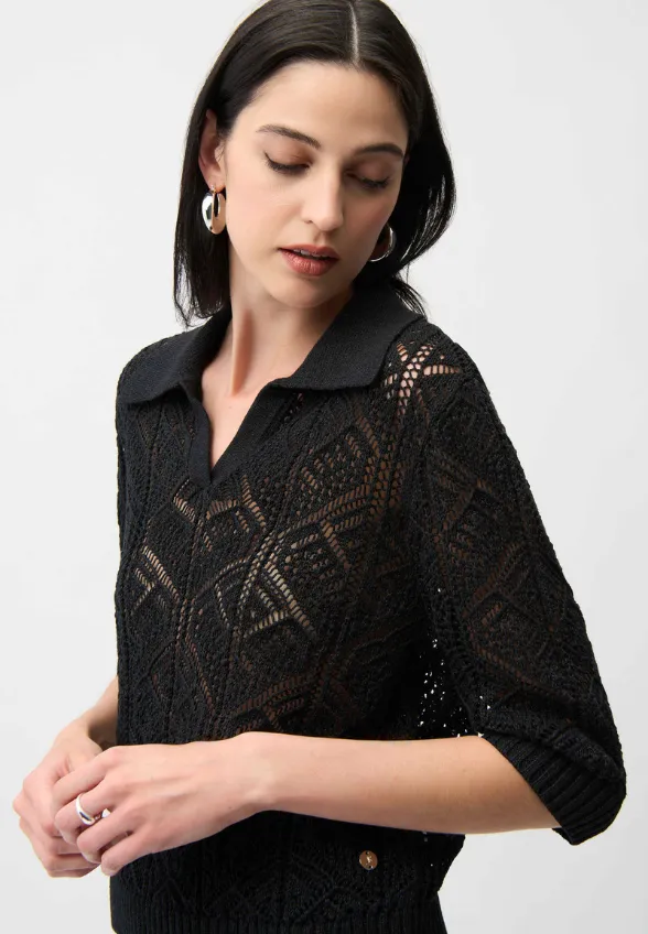 SWETER Z OTWARTYM ŚCIEGIEM CZARNY