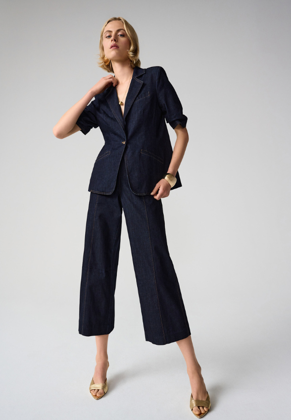 SPODNIE JEANSOWE CULOTTE GRANATOWE
