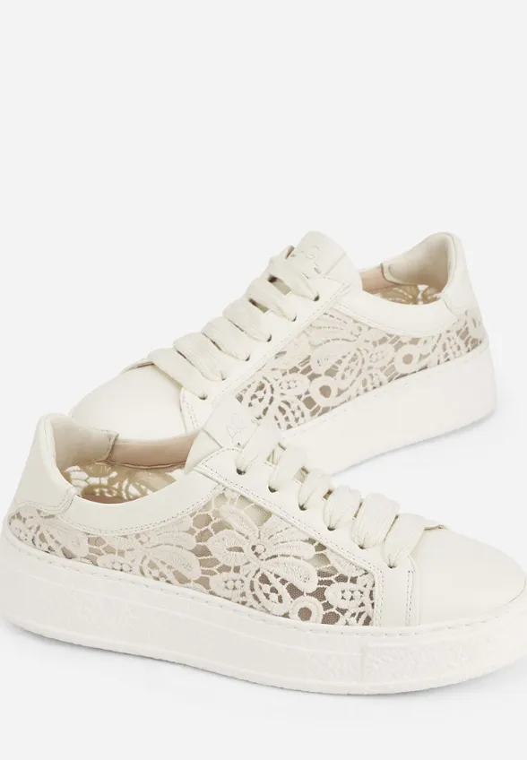 SNEAKERSY GIULY FABRIC ZE SKÓRY JAFNIĘCEJ KREMOWE