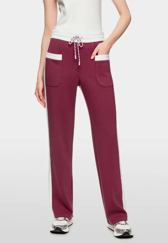 SPODNIE WASHINGTON WIDE-FIT HIGH BURGUNDOWE