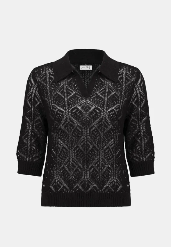 SWETER Z OTWARTYM ŚCIEGIEM CZARNY