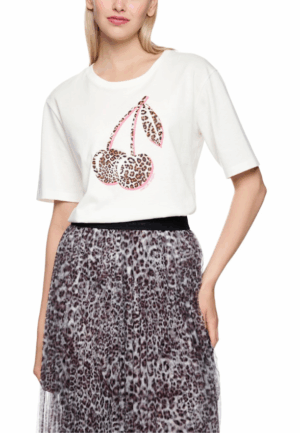 BLUZKA BAWEŁNIANA Z NADRUKIEM BIAŁA