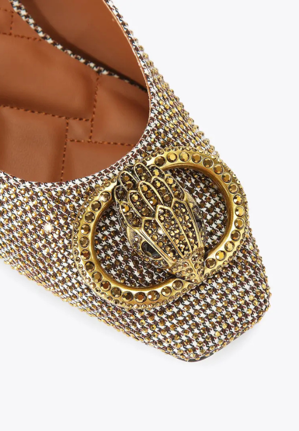 CZÓŁENKA CHELSEA BLOCK SLINGBACK BEŻOWO-ZŁOTE