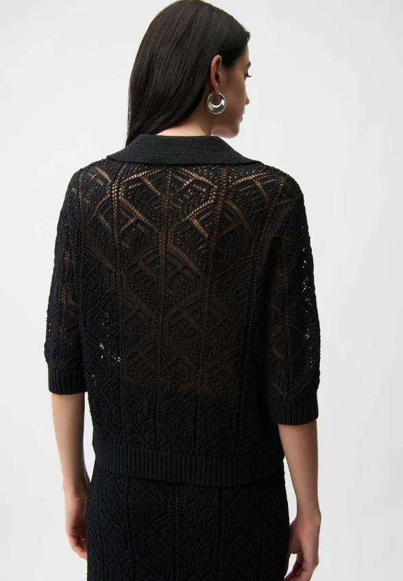 SWETER Z OTWARTYM ŚCIEGIEM CZARNY