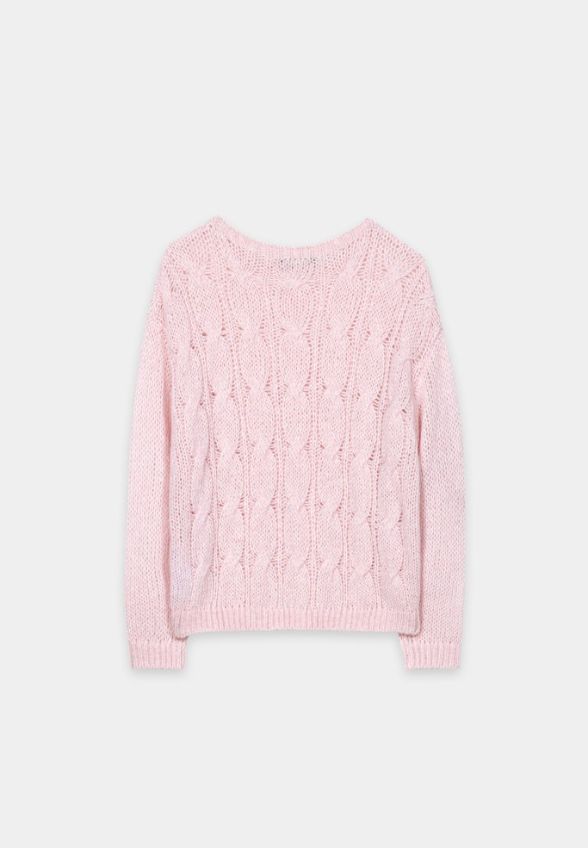 SWETER Z MIĘKKIEJ DZIANINY SUBTELNY RÓŻ