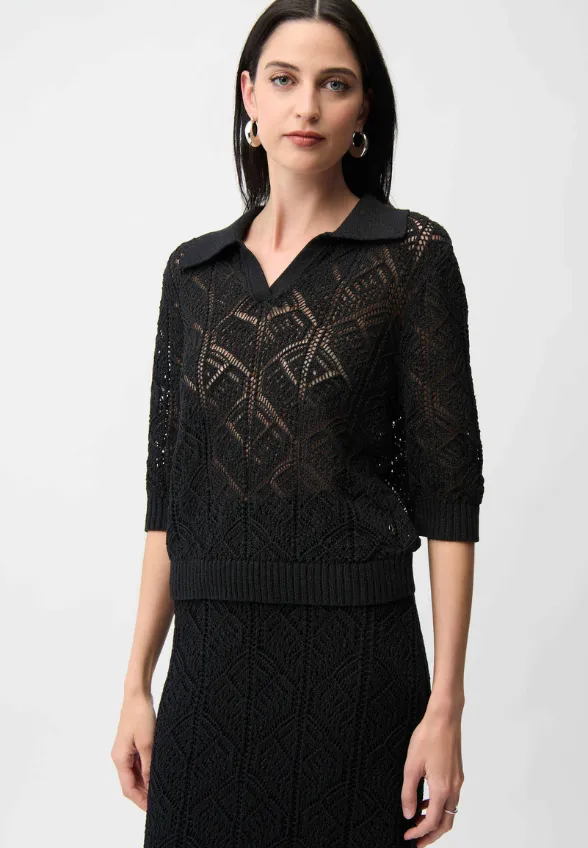 SWETER Z OTWARTYM ŚCIEGIEM CZARNY