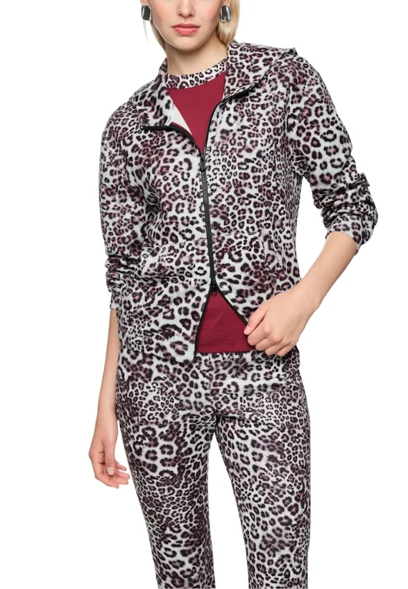 BLUZA W PANTERKĘ SZARO-RÓŻOWA
