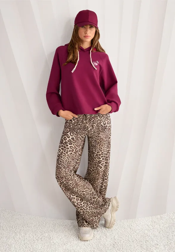 SPODNIE JEANSOWE WARRI WIDE-FIT HIGH BEŻOWE