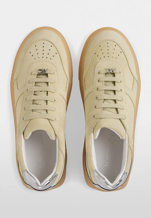 SNEAKERSY Z ZAMSZOWEJ SKÓRY JASNA ZIELEŃ