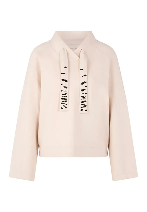BLUZA Z OZDOBNYMI SZNURKAMI KREMOWA